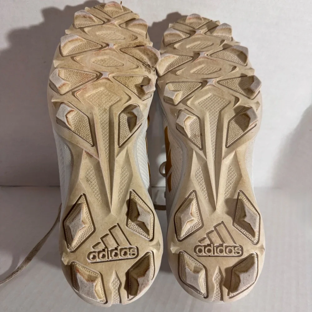 Adidas Adizero Football Cleats White Metallic Gold Mid Top Shoes Bounce